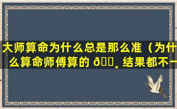 大师算命为什么总是那么准（为什么算命师傅算的 🕸 结果都不一样）